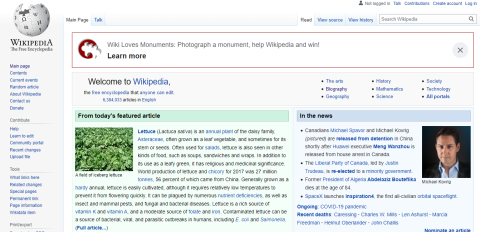 Menu à gauche sur Wikipédia. 